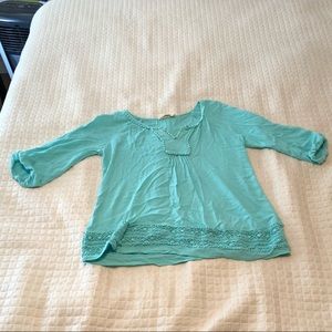 Turquoise Peasant Blouse. Size XS